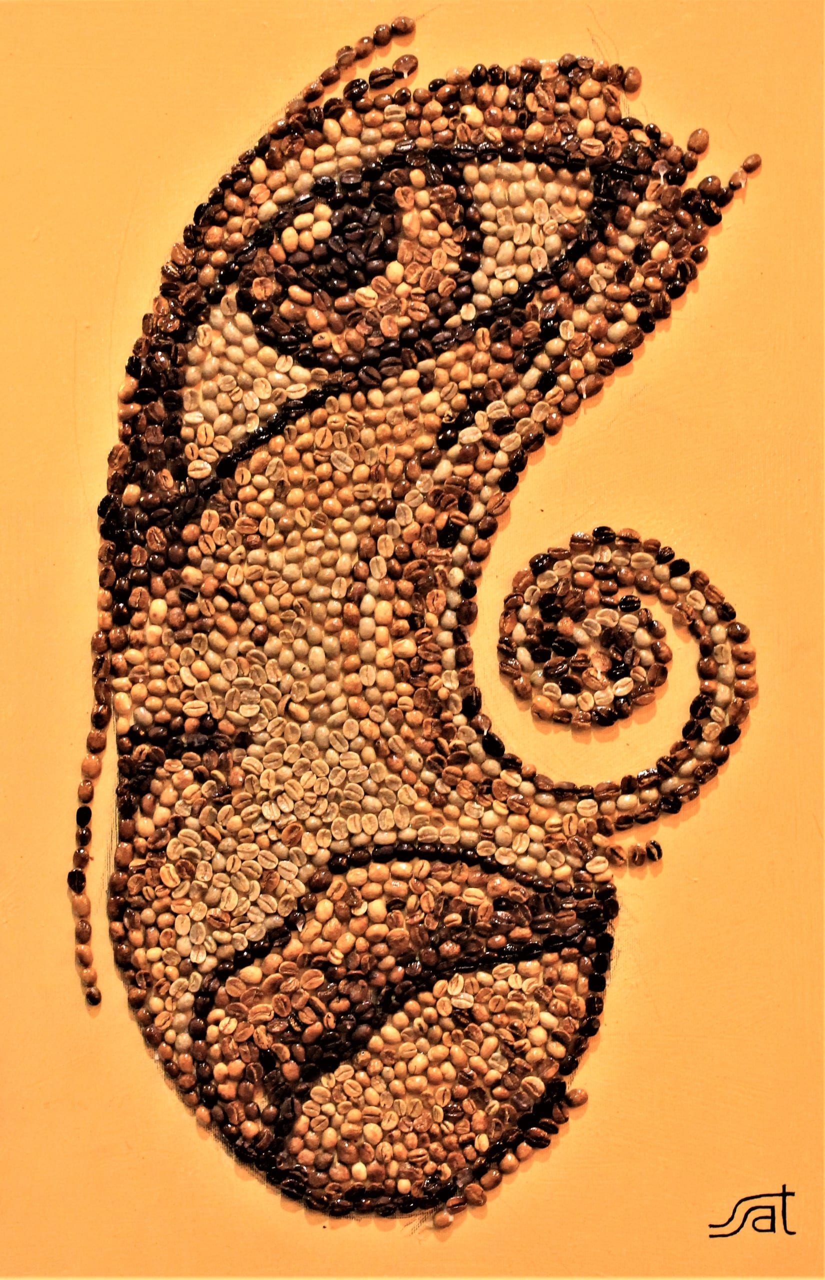 Morning Music, Coffee beans, mosaic by Saimir Strati